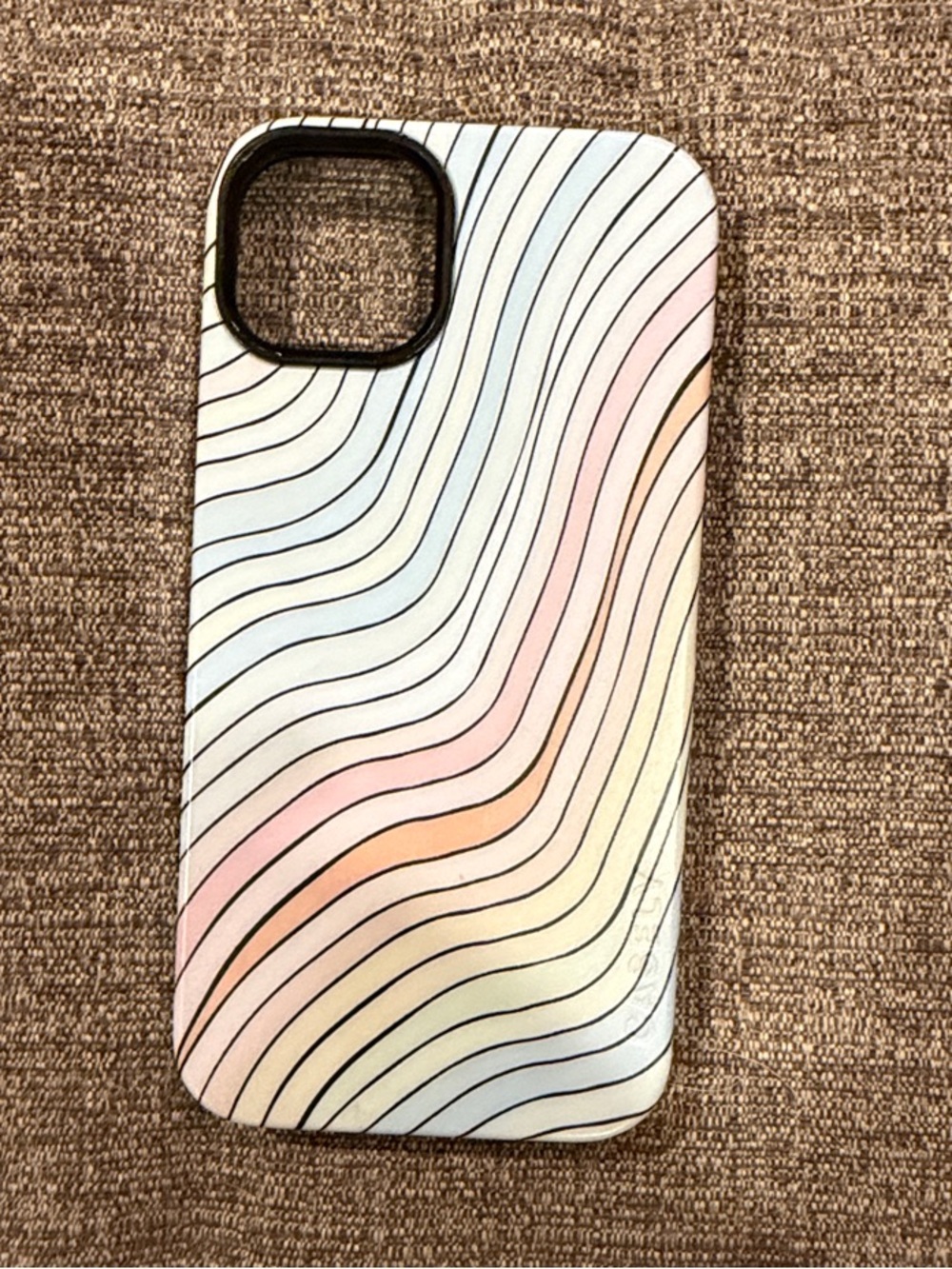 iPhone 14 Plus Case with Pastel Wave Design - Pastel Multicolor